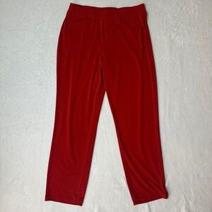 Susan Graver Liquid Knit Red Pull-On Straight Leg Pants Size M Travel Workwear